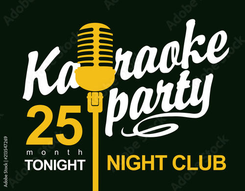 vector banner for inscription karaoke party and microphone