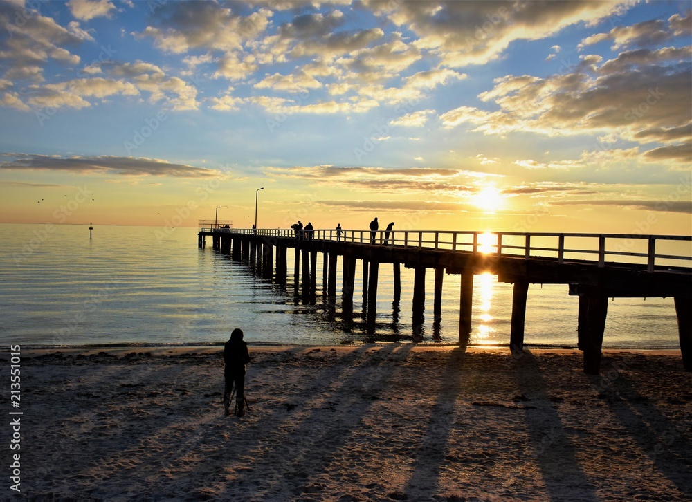 Fototapeta premium Sunset at Seaford pier.Australia