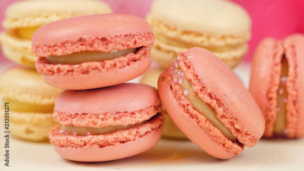 Macro close up of colourful macaron cookies. Macro close up of colourful macaron cookies.
