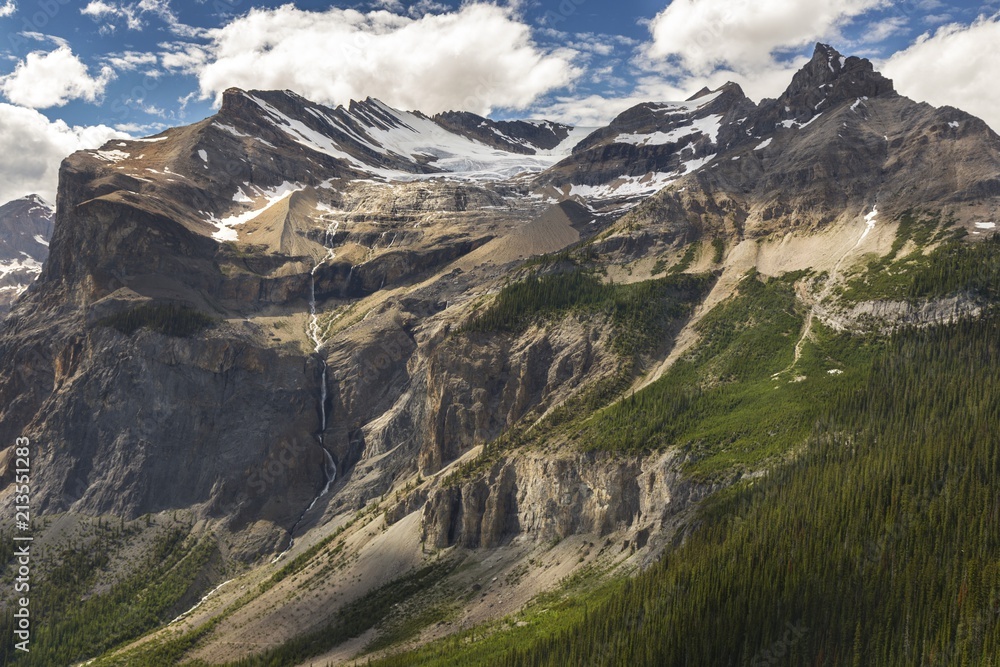 Spectacular Mountain Landscape View of Emerald Glacier and President Peak in Yoho National Park in Canadian Rockies