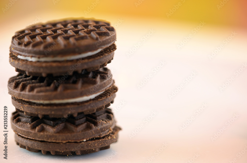 Macro closeup of stack of cookies with copy space. Macro closeup of stack of cookies with copy space.