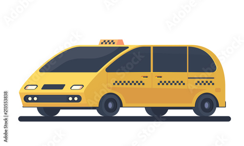 Yellow taxi car. Service for transportation passengers.