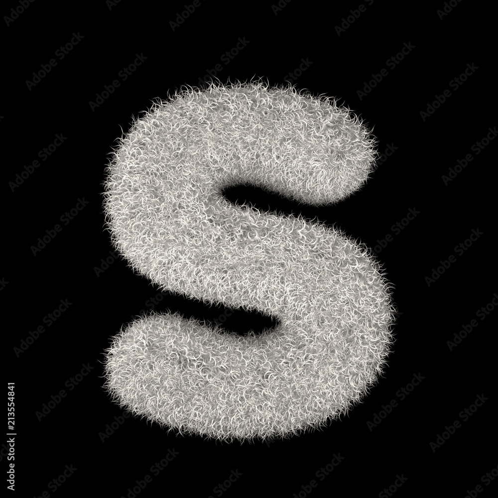 3D Rendering Creative Illustration White Furry Letter S 3D Rendering Creative Illustration White Furry Letter S