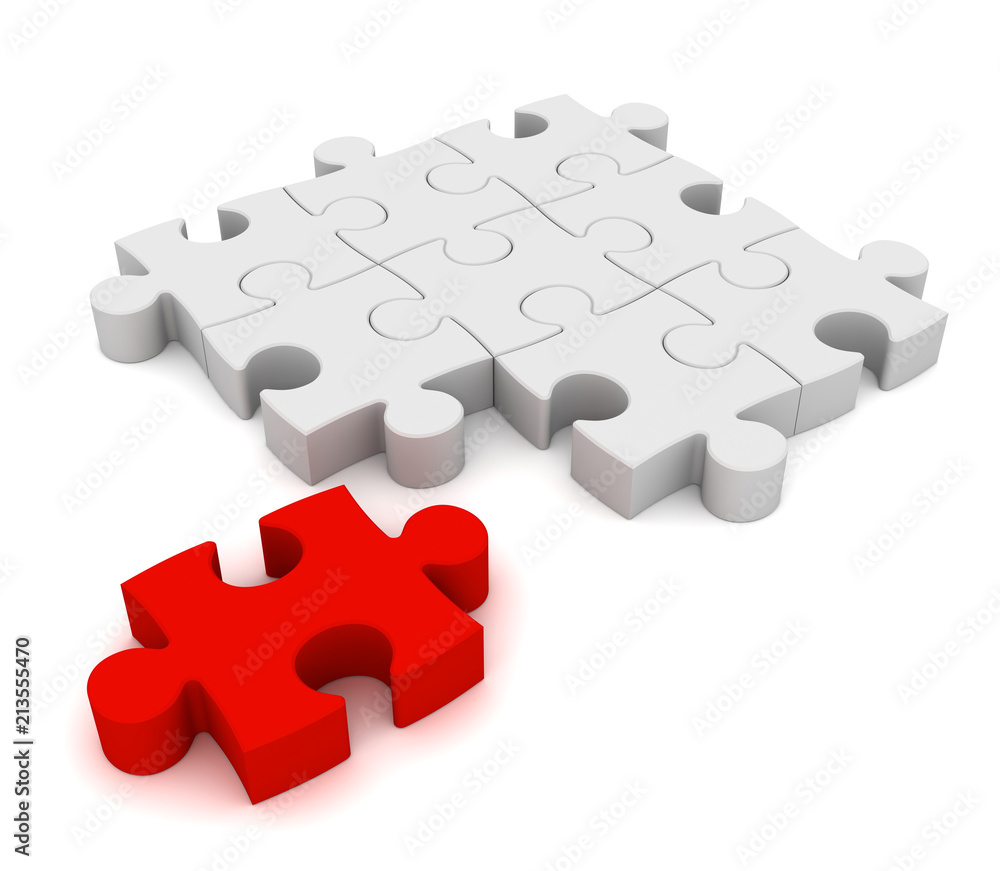 red puzzle piece 3d illustration red puzzle piece 3d illustration