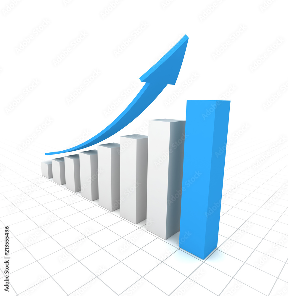 rising business graph concept  3d illustration