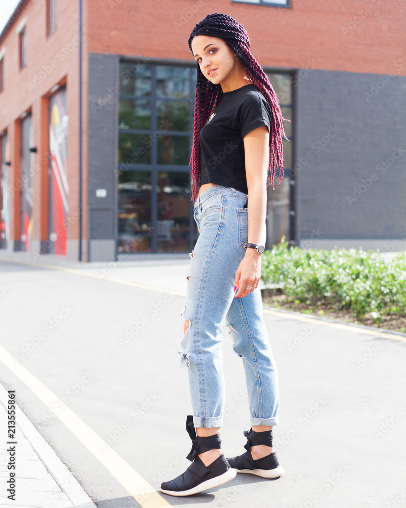 Girl Jeans Posing Standing Isolated Stock Photo 80755429 | Shutterstock