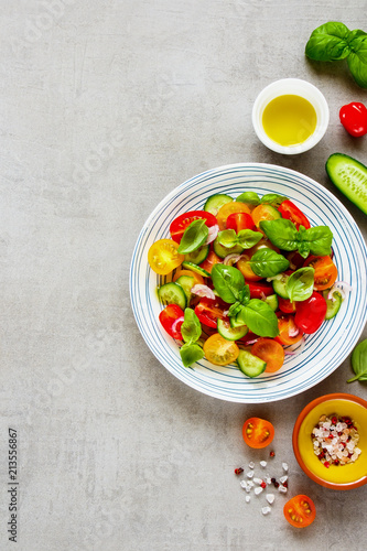 Healthy salad and ingredients