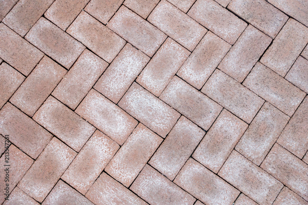 Fototapeta premium pavement red brick road chevron pattern flat side of bricks