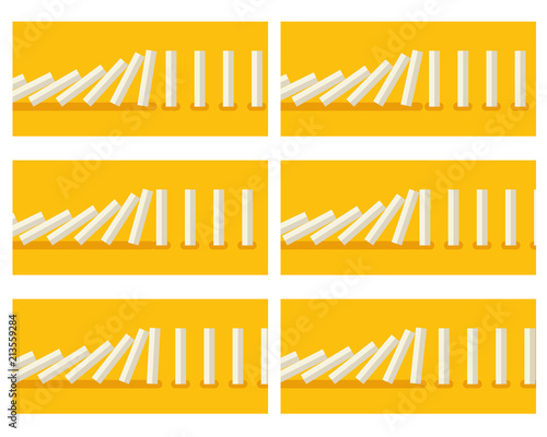 Falling white dominoes animation sprite with yellow background 