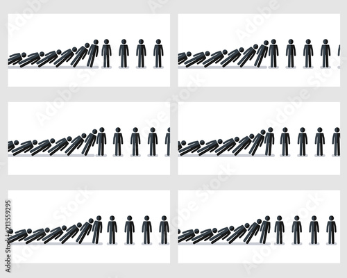 Falling stick figures animation sprite isolated on white background 