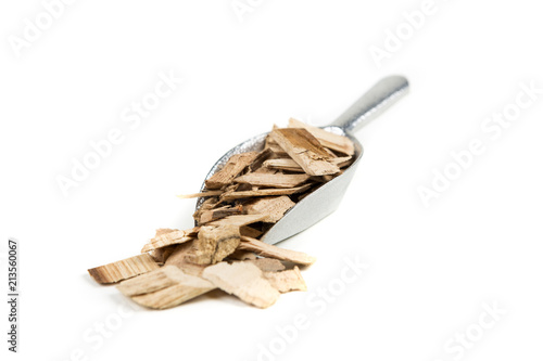 Pile of shredded wood chips for smoking meats