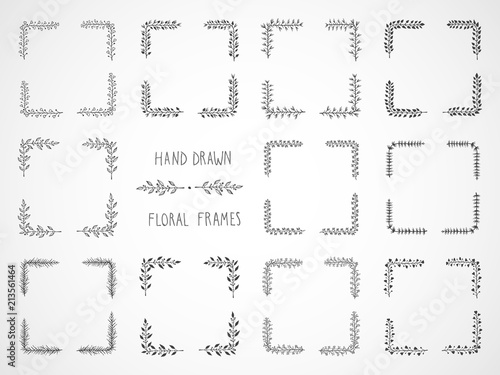 Floral hand drawn rectangular frames.