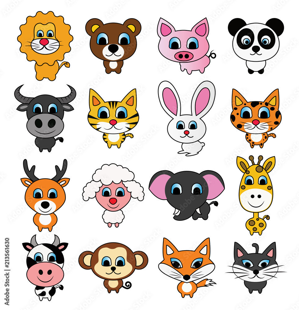 Obraz premium cartoon animals set