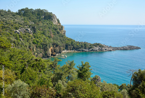 Mediterranean coastline on Bozburun peninsula near Marmaris resort town in Turkey.