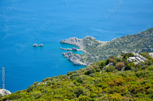 Mediterranean coastline on Bozburun peninsula in Turkey.