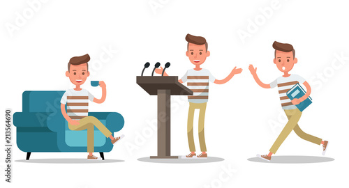 Set of office man worker character vector design. no14