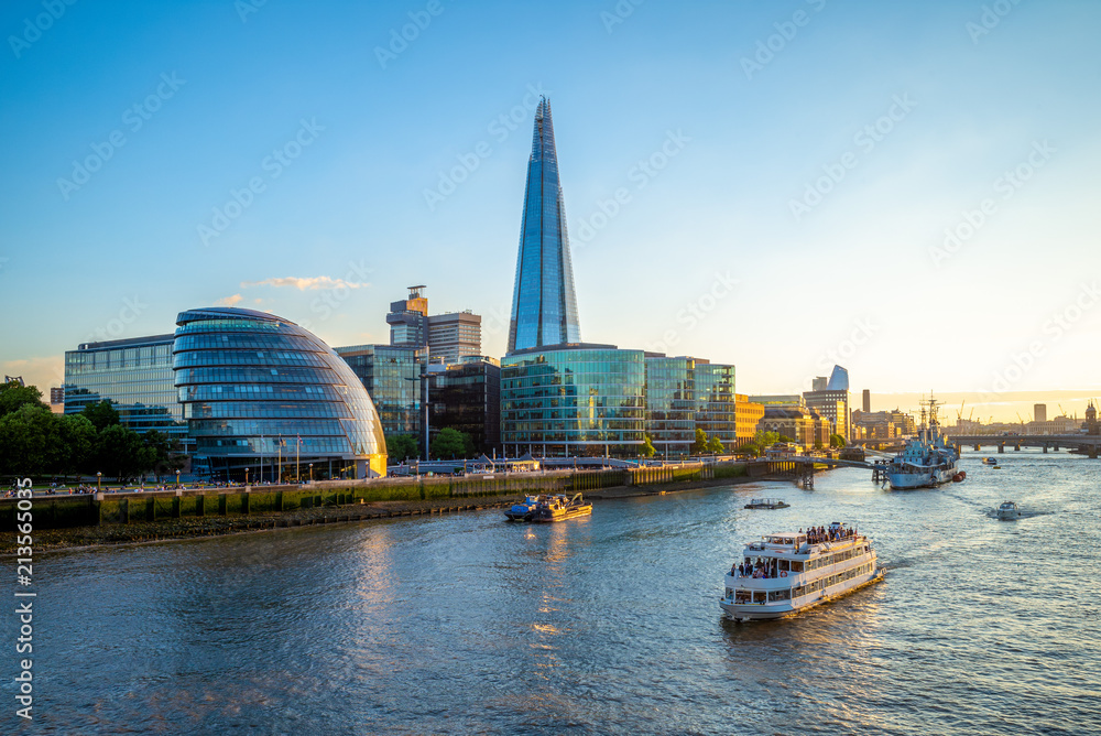 skyline of london by the thames river