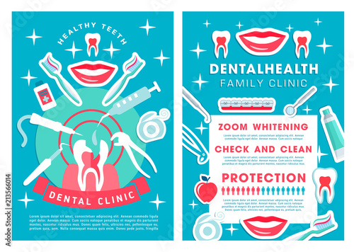 Dental clinic services poster with procedures list