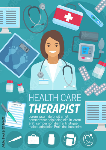 Therapist or psychotherapist health care poster