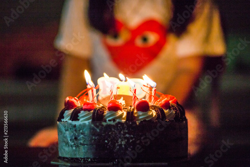 The icecream cake is decorated with red, blueberry and chocolate flavors, mostly used in birthday parties and festivals.