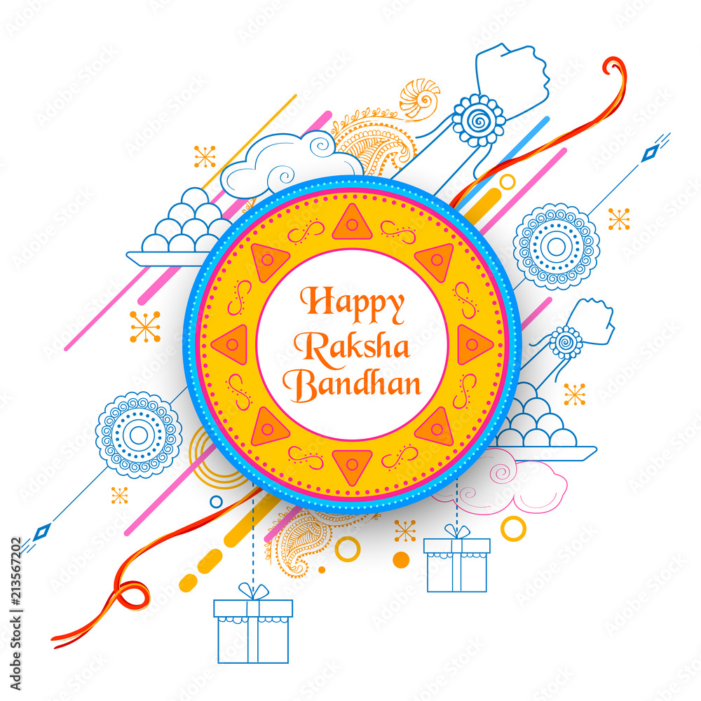 Greeting card with Decorative Rakhi for Raksha Bandhan background Stock  Vector | Adobe Stock
