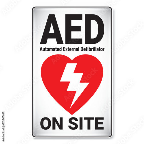 Vector and illustration graphic style, AED on Site Symbol,label icon on white background, Attracting attention Security First sign, Idea for presentation EPS 10.