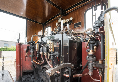 driving cabin of a steam train