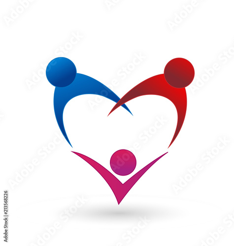 Family team people heart figure. Vector Logo Symbol