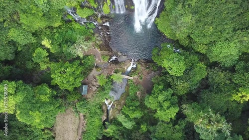 Flyover of BanyuMala waterfalls at a ninety degree angle. photo