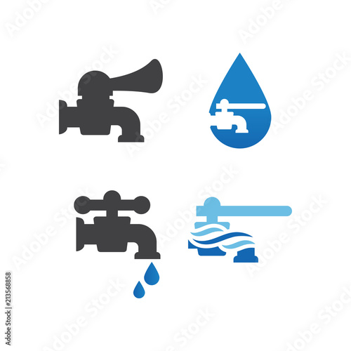 Faucet plumbing logo design template