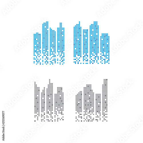 Pixelated skyscraper graphic design template