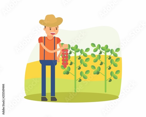 cute farmer farming harvest farms planting agriculture agriculturist tiller soursop cartoon character