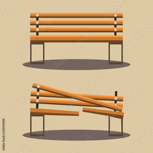 bench and broken bench vector