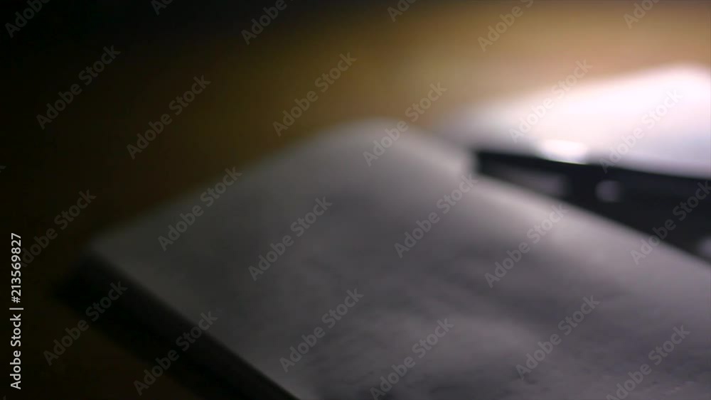 Pen and Paper Journal on Wood Background Pen and Paper Journal on Wood Background