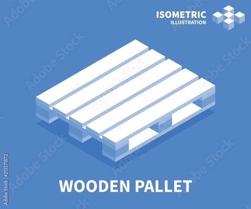 Wooden pallet icon. Isometric template for web design in flat 3D style. Vector illustration.