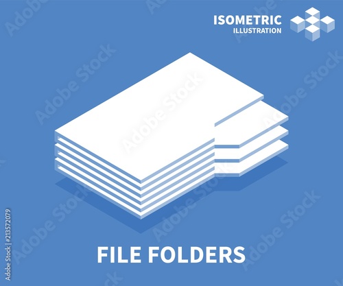 File folders icon. Isometric template for web design in flat 3D style. Vector illustration.