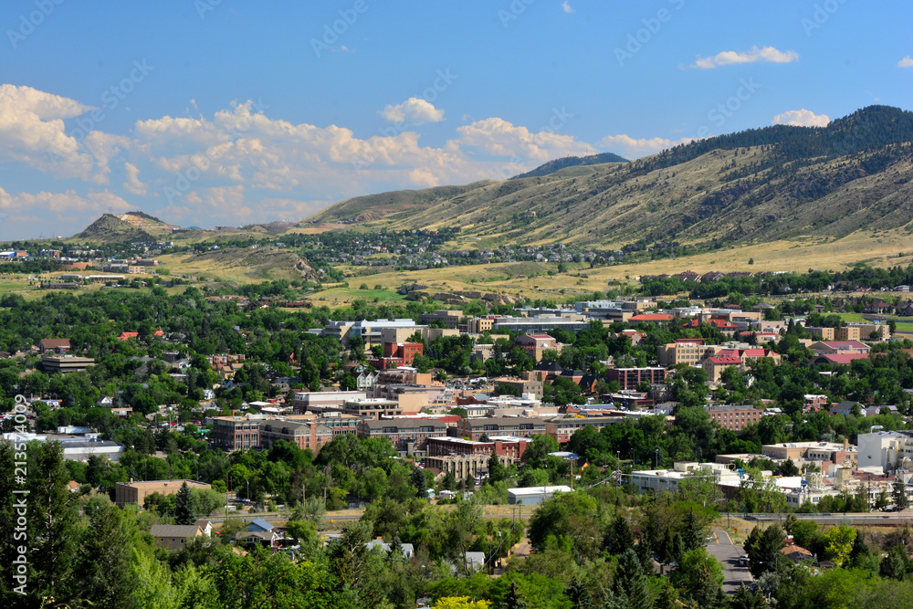 Downtown Golden, Colorado in the Rocky Mountains on a sunny day