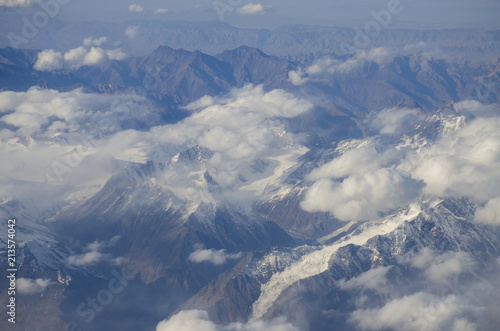 The beautiful view from the plane on the mountains of Pakistan 