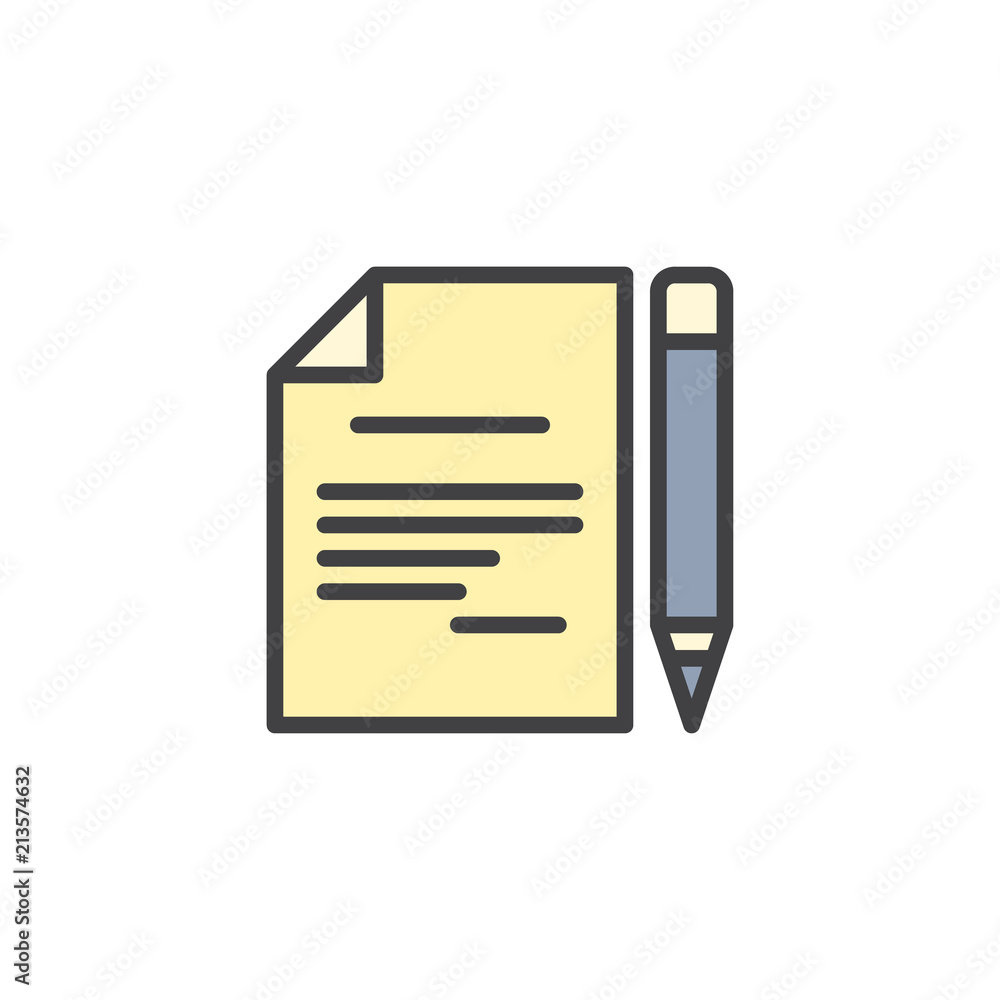 Pen and paper filled outline icon, line vector sign, linear colorful pictogram isolated on white. Writing symbol, logo illustration. Pixel perfect vector graphics Pen and paper filled outline icon, line vector sign, linear colorful pictogram isolated on white. Writing symbol, logo illustration. Pixel perfect vector graphics