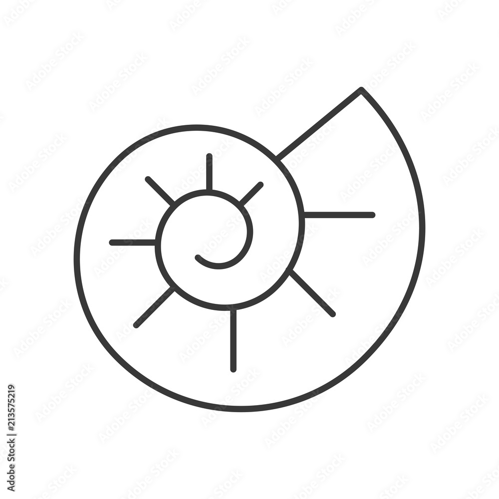 Ammonite icon, set of ocean life, line design vector Ammonite icon, set of ocean life, line design vector