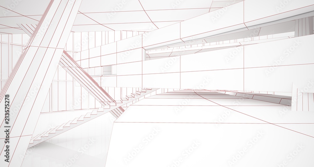 Abstract drawing white parametric interior. Polygon black drawing. 3D illustration and rendering. Abstract drawing white parametric interior. Polygon black drawing. 3D illustration and rendering.