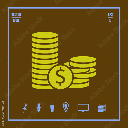 Coins and dollar cent vector icon