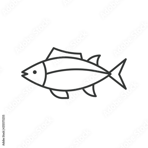 Tuna icon, set of ocean life, line design vector