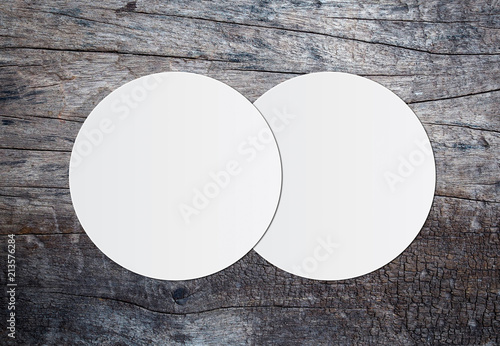 White circle paper and space for text on wooden crack background