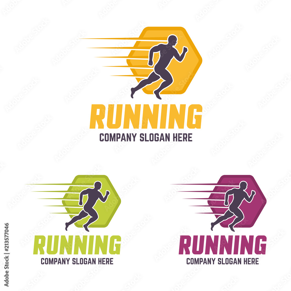 Fototapeta premium Running man silhouette vector colourful logo