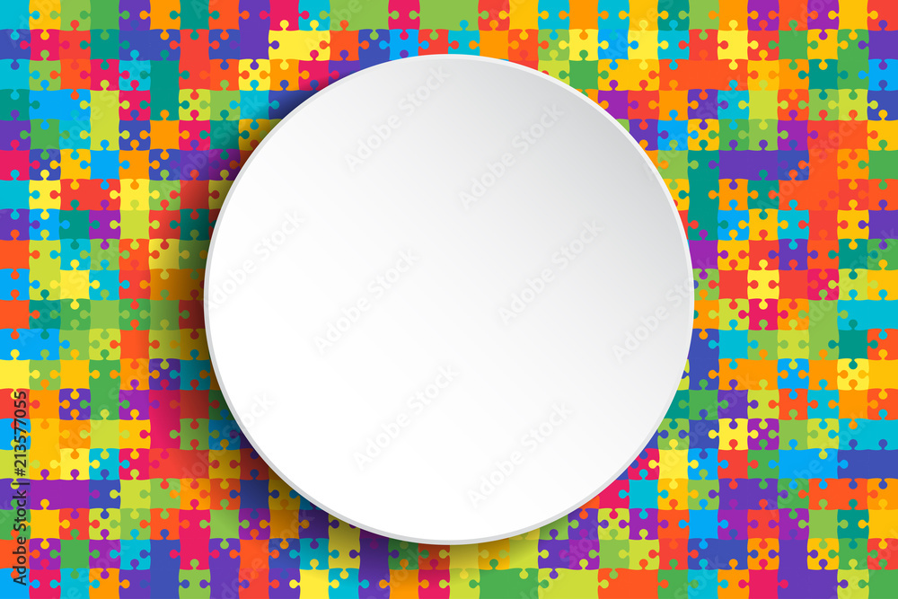 White Circle Banner Background Puzzle. Jigsaw. White Circle Banner Background Puzzle. Jigsaw.