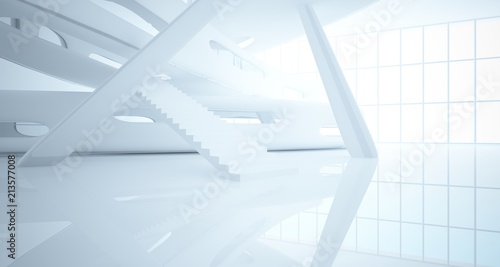 White smooth abstract architectural background. 3D illustration and rendering