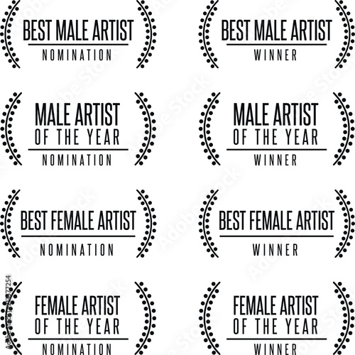 Music award best male female artist winner nomination. Laurel vector logo icon set