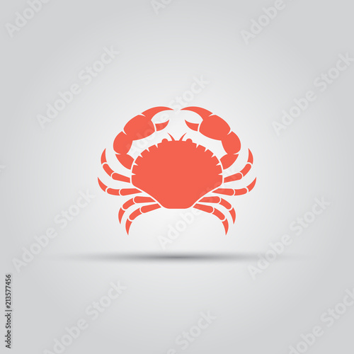 Crab isolated vector colored red icon sign
