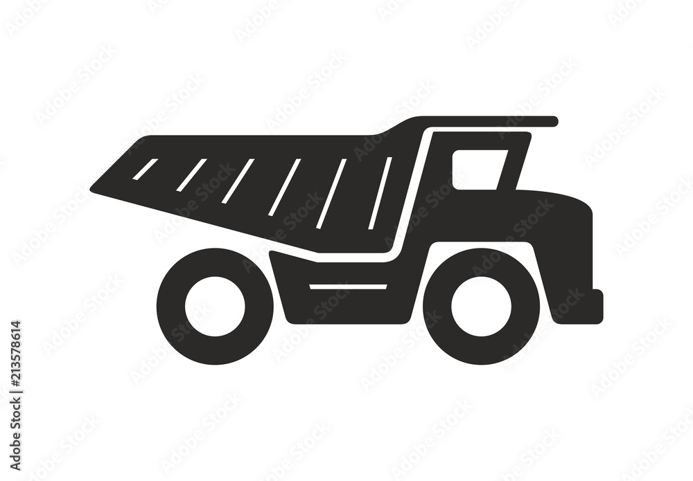 Dump truck icon, Monochrome style. isolated on white background